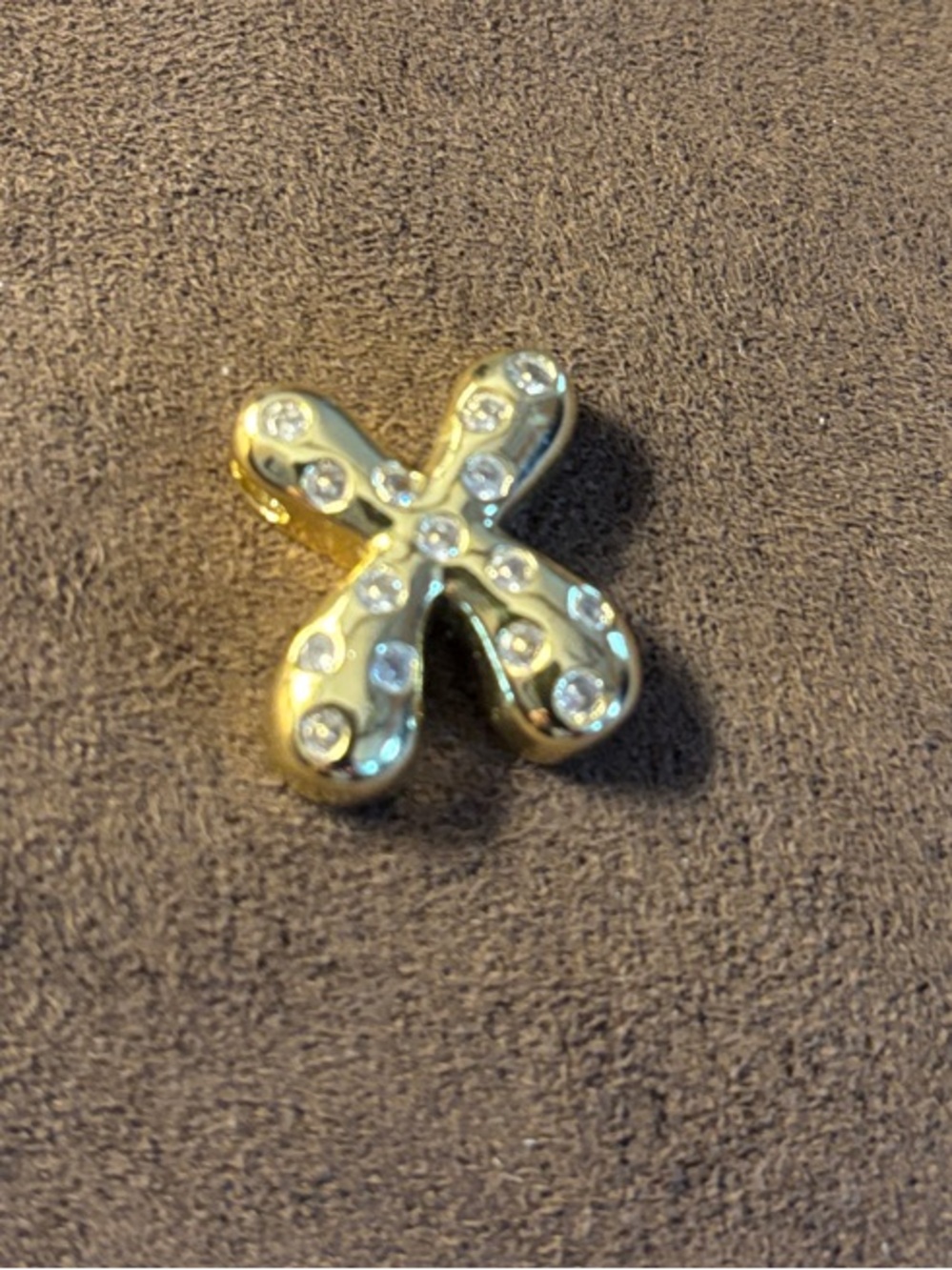 Pretty Bird Jewelry X initial pendant with clear czs